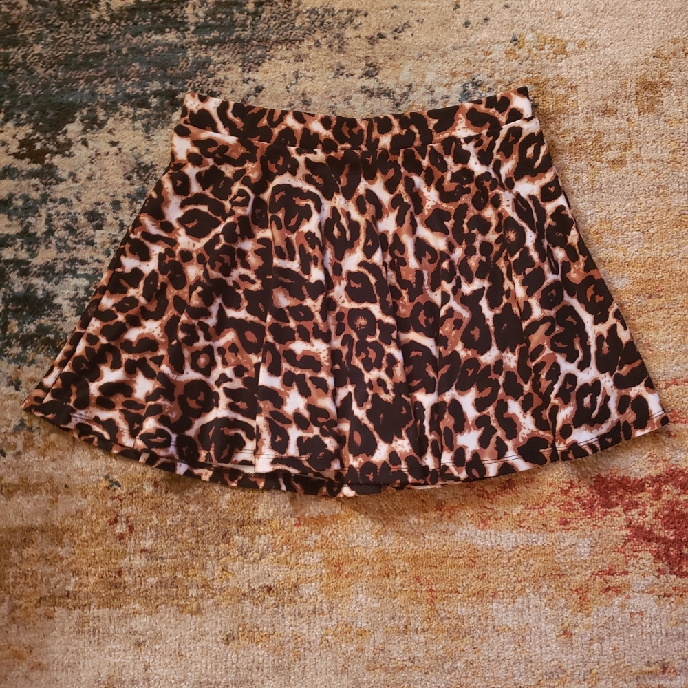 Leopard Print Skater Skirt